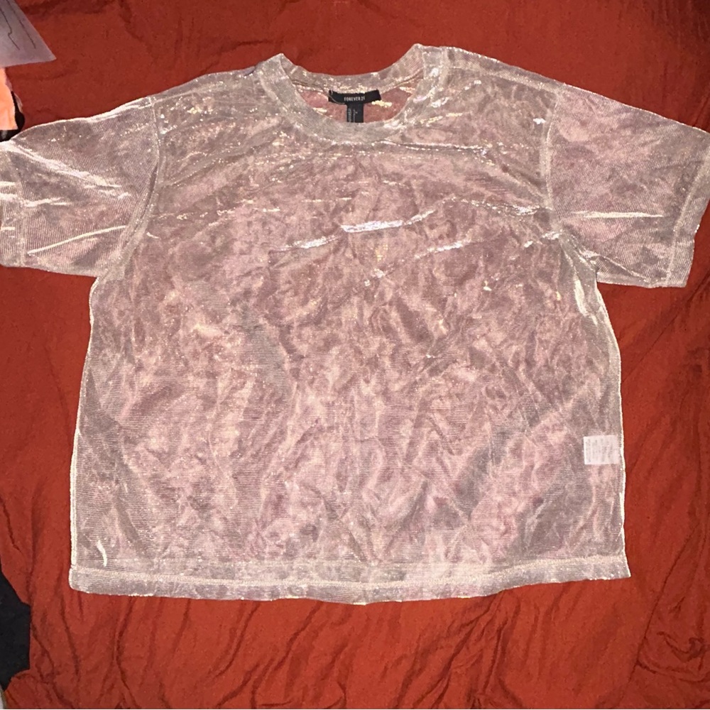 Forever 21 Large Sheer Gold Swim Cover-Up Top